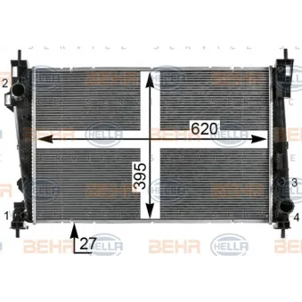 Radiateur, refroidissement du moteur HELLA 8MK 376 900-021