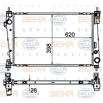 Radiateur, refroidissement du moteur HELLA 8MK 376 900-031