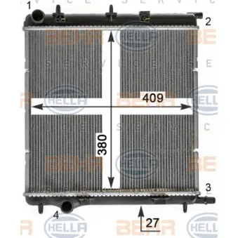 Radiateur, refroidissement du moteur HELLA 8MK 376 900-041