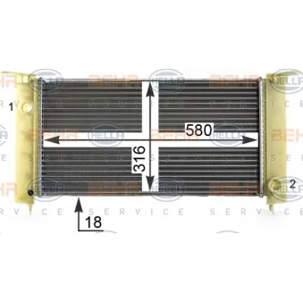 Radiateur, refroidissement du moteur HELLA 8MK 376 900-081