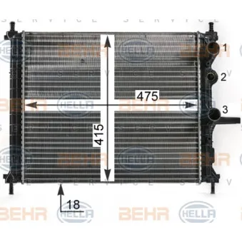 Radiateur, refroidissement du moteur HELLA 8MK 376 900-091