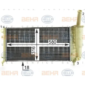 Radiateur, refroidissement du moteur HELLA 8MK 376 900-104