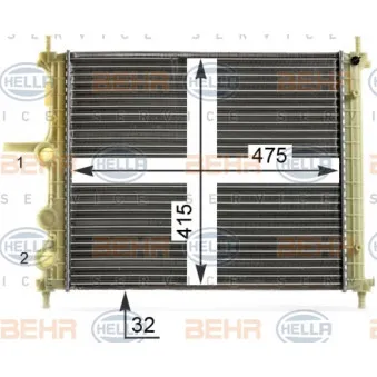 Radiateur, refroidissement du moteur HELLA 8MK 376 900-141