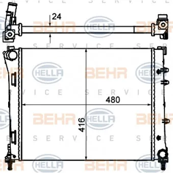 Radiateur, refroidissement du moteur HELLA 8MK 376 900-174