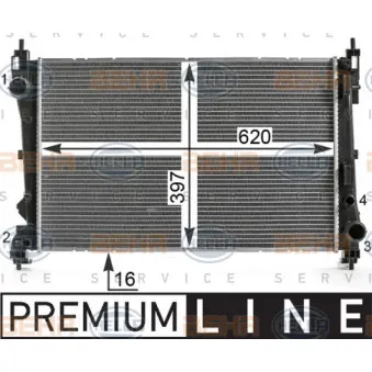 Radiateur, refroidissement du moteur HELLA 8MK 376 900-201