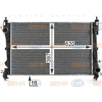 Radiateur, refroidissement du moteur HELLA 8MK 376 900-204