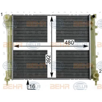 Radiateur, refroidissement du moteur HELLA 8MK 376 900-211