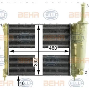 Radiateur, refroidissement du moteur HELLA 8MK 376 900-301