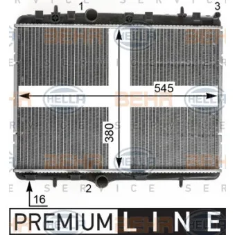 Radiateur, refroidissement du moteur HELLA 8MK 376 900-311