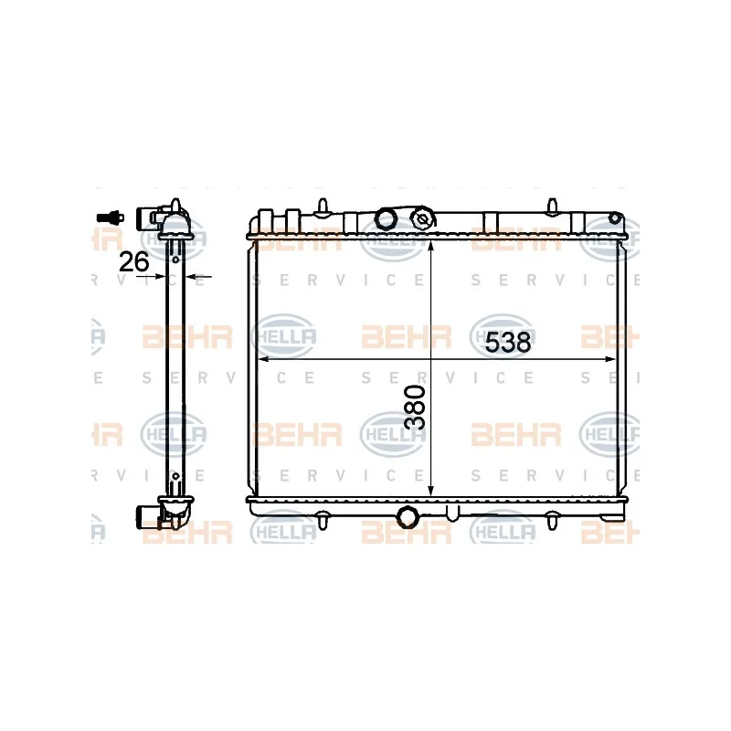 Radiateur, refroidissement du moteur HELLA 8MK 376 900-314