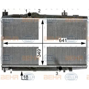 Radiateur, refroidissement du moteur HELLA 8MK 376 900-341