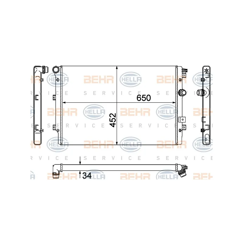 Radiateur, refroidissement du moteur HELLA 8MK 376 901-021