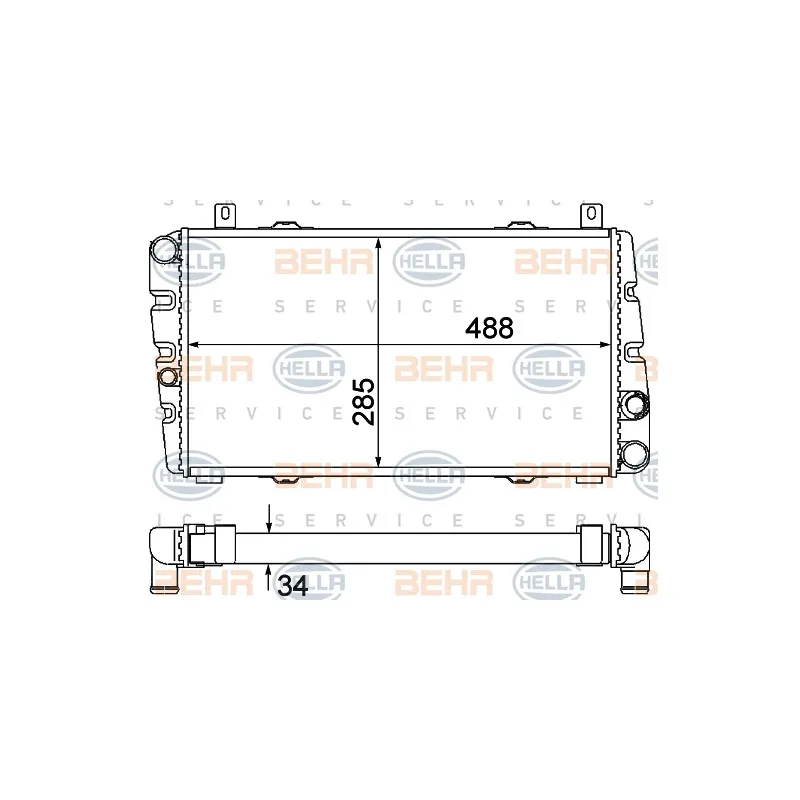 Radiateur, refroidissement du moteur HELLA 8MK 376 901-041