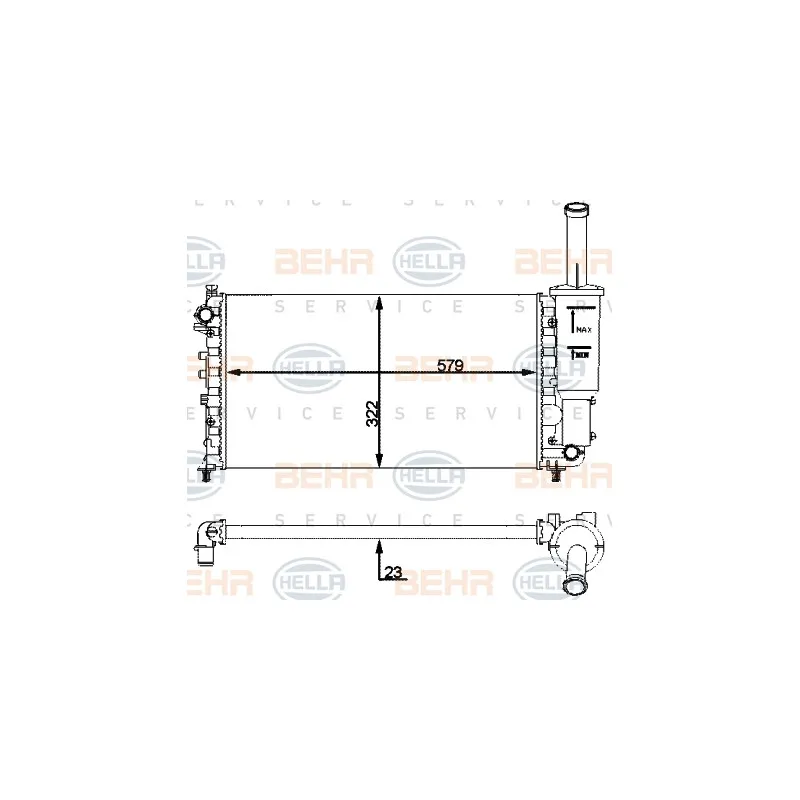 Radiateur, refroidissement du moteur HELLA 8MK 376 901-081