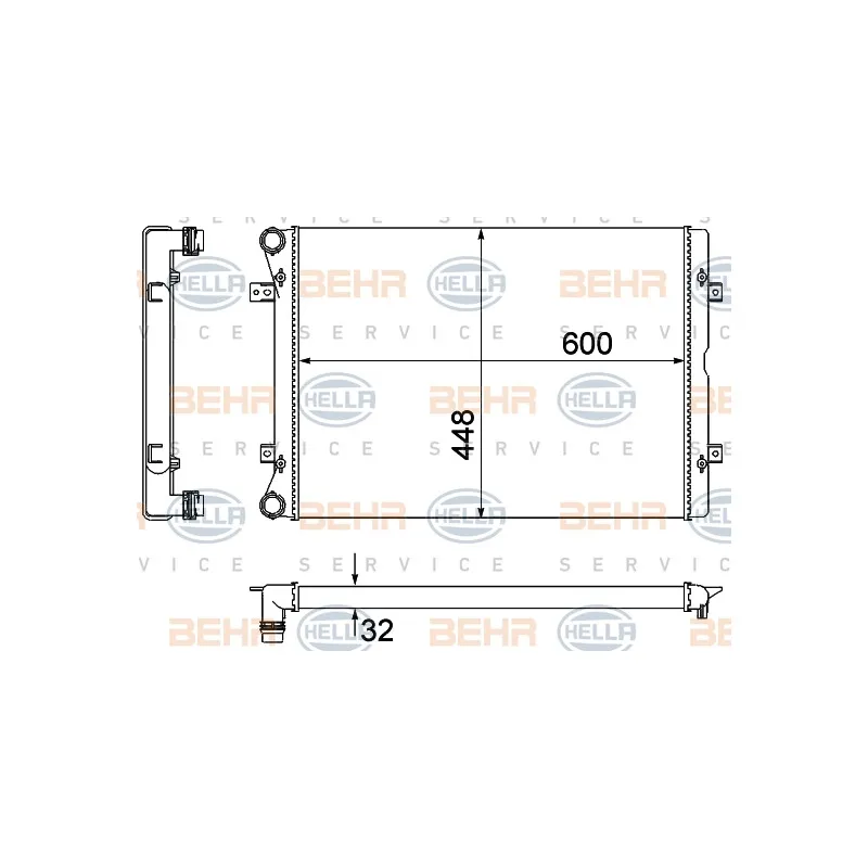 Radiateur, refroidissement du moteur HELLA 8MK 376 901-101