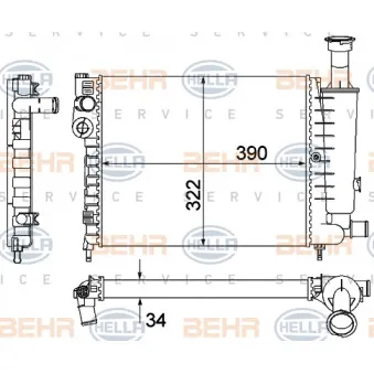 Radiateur, refroidissement du moteur HELLA 8MK 376 901-121