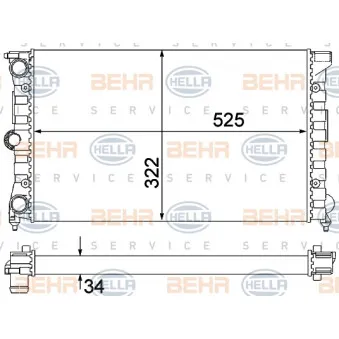 Radiateur, refroidissement du moteur HELLA 8MK 376 901-131