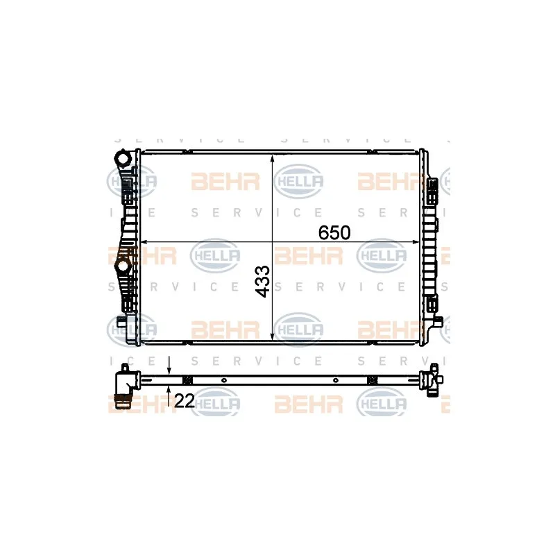 Radiateur, refroidissement du moteur HELLA 8MK 376 901-384