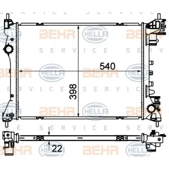 Radiateur, refroidissement du moteur HELLA 8MK 376 901-394