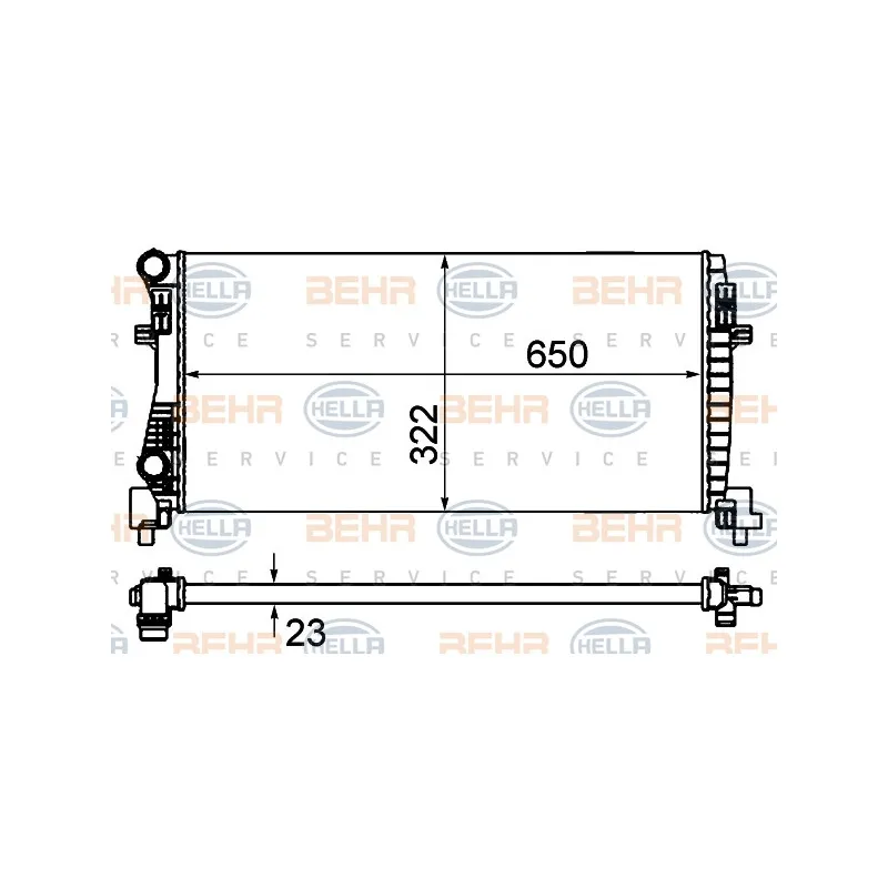 Radiateur, refroidissement du moteur HELLA 8MK 376 901-404
