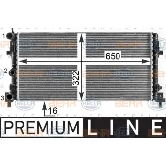 Radiateur, refroidissement du moteur HELLA 8MK 376 902-001