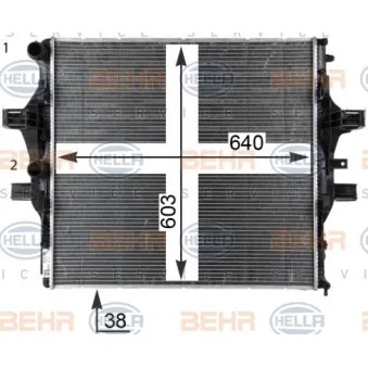 Radiateur, refroidissement du moteur HELLA 8MK 376 903-611