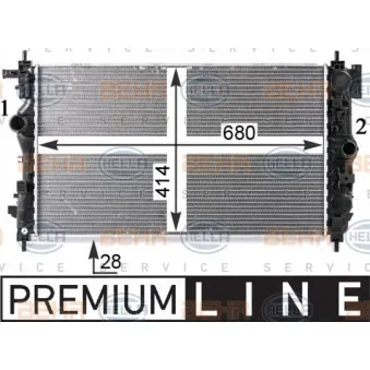 Radiateur, refroidissement du moteur HELLA 8MK 376 910-231