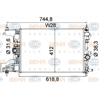Radiateur, refroidissement du moteur HELLA 8MK 376 910-241