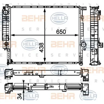 Radiateur, refroidissement du moteur HELLA 8MK 376 910-271