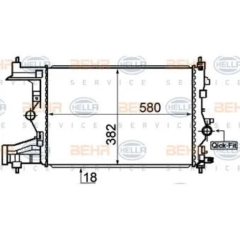 Radiateur, refroidissement du moteur HELLA 8MK 376 910-341
