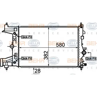 Radiateur, refroidissement du moteur HELLA 8MK 376 910-351