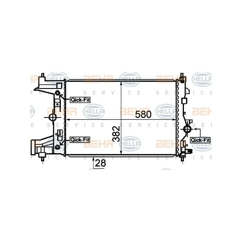 Radiateur, refroidissement du moteur HELLA 8MK 376 910-351