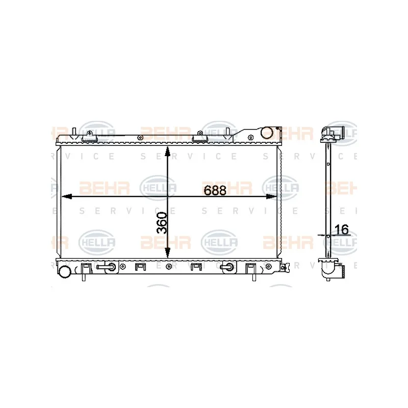 Radiateur, refroidissement du moteur HELLA 8MK 376 912-224