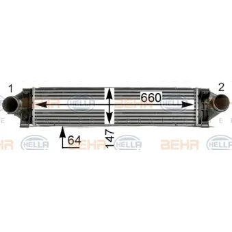 Intercooler, échangeur HELLA 8ML 376 700-121