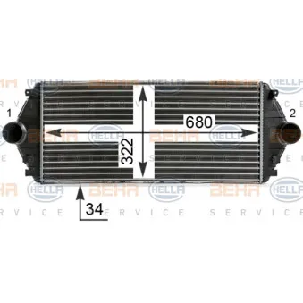 Intercooler, échangeur HELLA 8ML 376 700-541