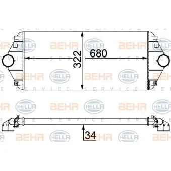 Intercooler, échangeur HELLA 8ML 376 700-544