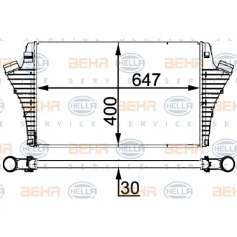 Intercooler, échangeur HELLA 8ML 376 700-674