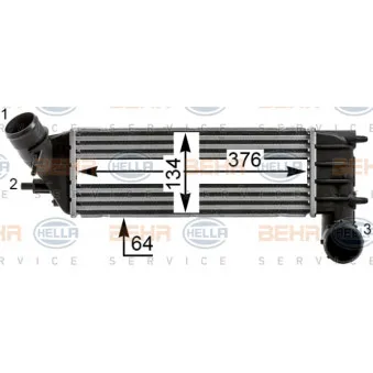 Intercooler, échangeur HELLA 8ML 376 700-711