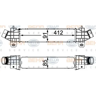 Intercooler, échangeur HELLA 8ML 376 700-734