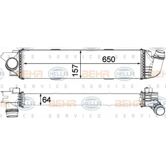 Intercooler, échangeur HELLA 8ML 376 701-571
