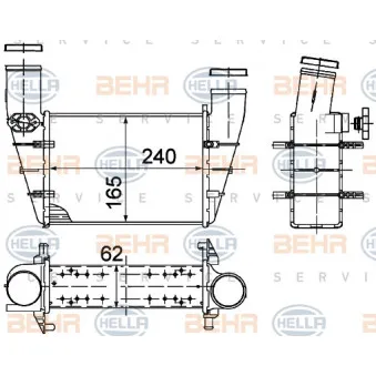 Intercooler, échangeur HELLA 8ML 376 727-581