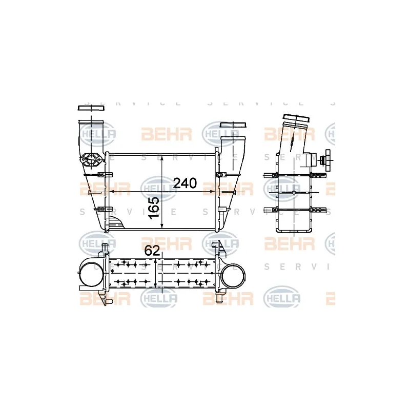 Intercooler, échangeur HELLA 8ML 376 727-581
