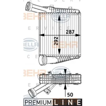 Intercooler, échangeur HELLA 8ML 376 729-571