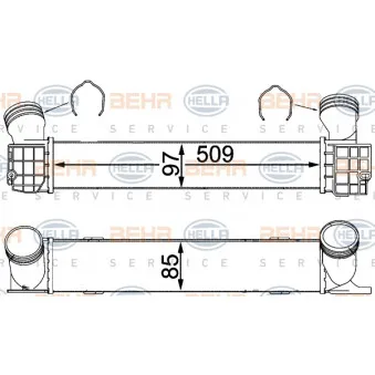 Intercooler, échangeur HELLA 8ML 376 731-794