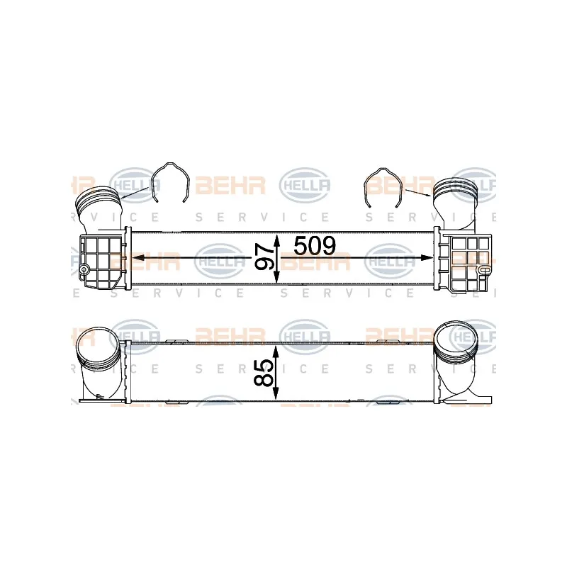 Intercooler, échangeur HELLA 8ML 376 731-794