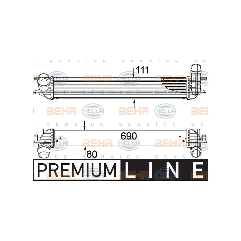 Intercooler, échangeur HELLA 8ML 376 745-701