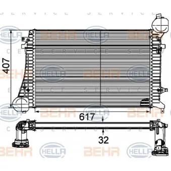 Intercooler, échangeur HELLA 8ML 376 746-131