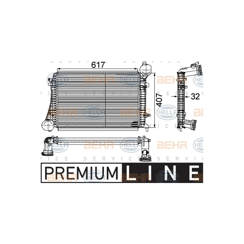 Intercooler, échangeur HELLA 8ML 376 746-151