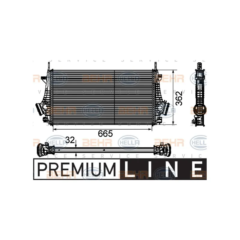 Intercooler, échangeur HELLA 8ML 376 746-481