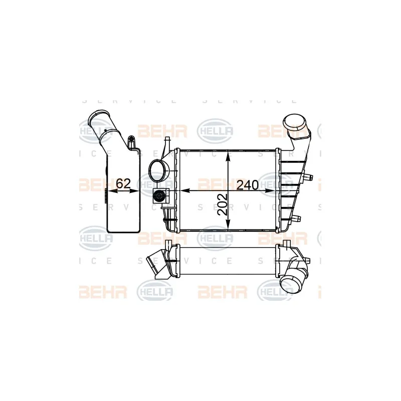 Intercooler, échangeur HELLA 8ML 376 746-544